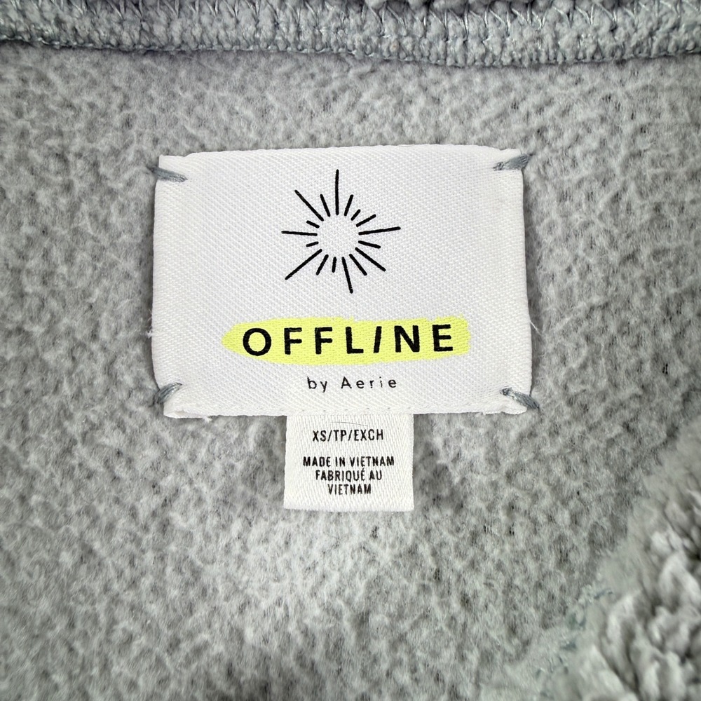 OFFLINE by Aerie Womens XS Sage Green Sherpa Fleece Quarter Zip Pullover Jacket - Picture 2 of 7